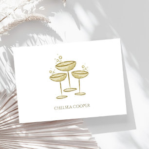 Carte Lunettes de champagne d'or stationnaire personnali