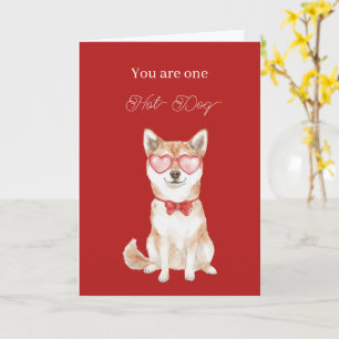 Carte Lunettes de cœur de hot-dog rouge anniversaire