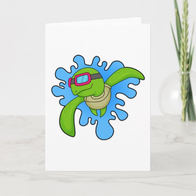 Carte Lunettes de natation Tortue natant (Devant)