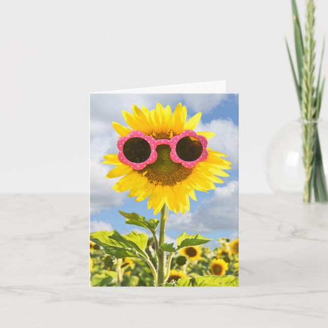Carte Lunettes de soleil sur tournesol (Devant)