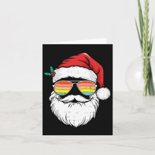 Carte Lunettes de soleil visage de Père Noël rétro Noël