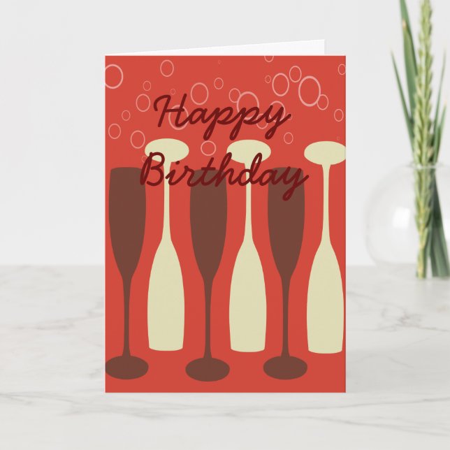 Carte Lunettes de vin rétros Joyeux anniversaire (Devant)