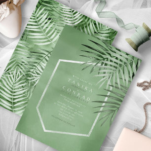 Carte Lush Palm Leaf Mariage Moss Green ID956