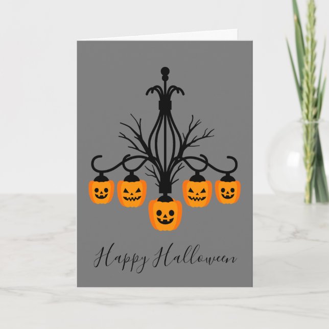Carte Lustre citrouille d'Halloween (Devant)