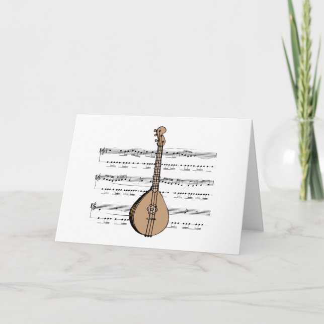 Carte luth de mandoline et musique en feuille (Devant)