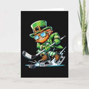Carte Lutin jouant au hockey sur glace Jour de la Saint-