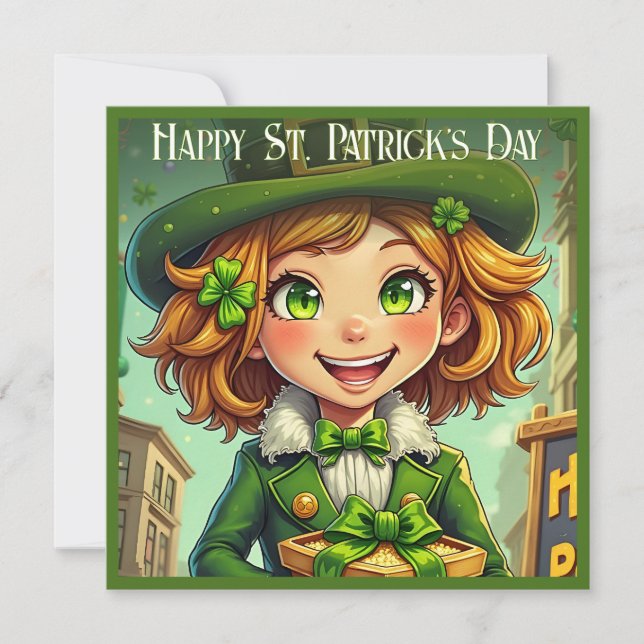 Carte Lutin joyeux - Saint-Patrick Chanceux Char (Devant)