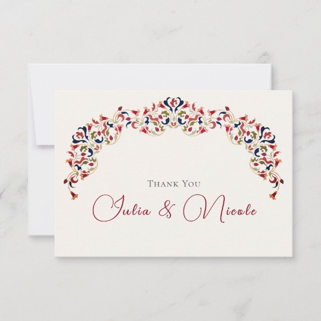 Carte Luxe Artistique Botanique Floral Mariage Paisley (Devant)