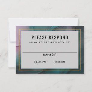 Carte Luxe Lave Encre Joyau Tons Mariage RSVP