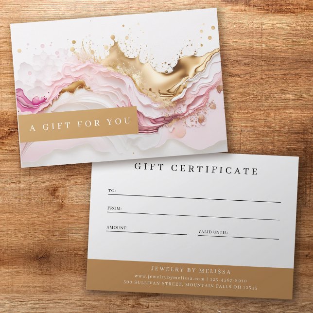 Carte Luxe Pink Gold Splash Business Certificat cadeau (Créateur téléchargé)