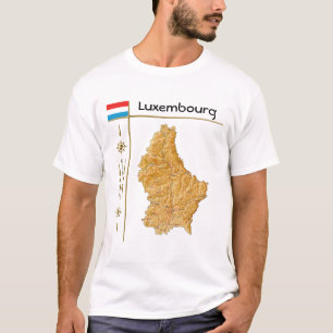 Carte Luxembourg + Drapeau + Titre T-shirt
