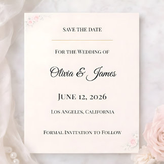 Carte Luxury Blush Floral Save The Date