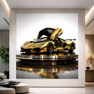Carte Luxury Gold Hypercar Futuristic Supercar Artwork