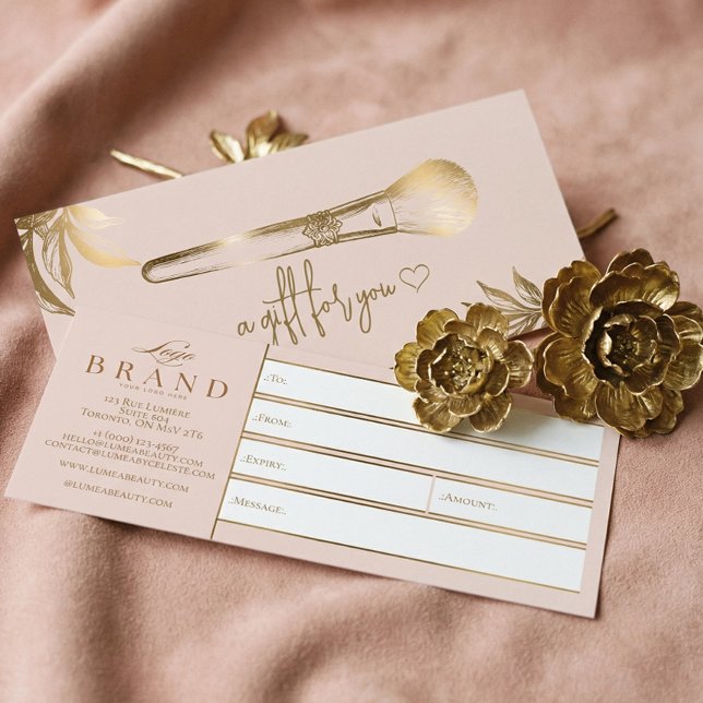 Carte Luxury Gold Makeup Beauty Brush Gift Certificate  (Luxury Gold Makeup Studio Gift Certificate)
