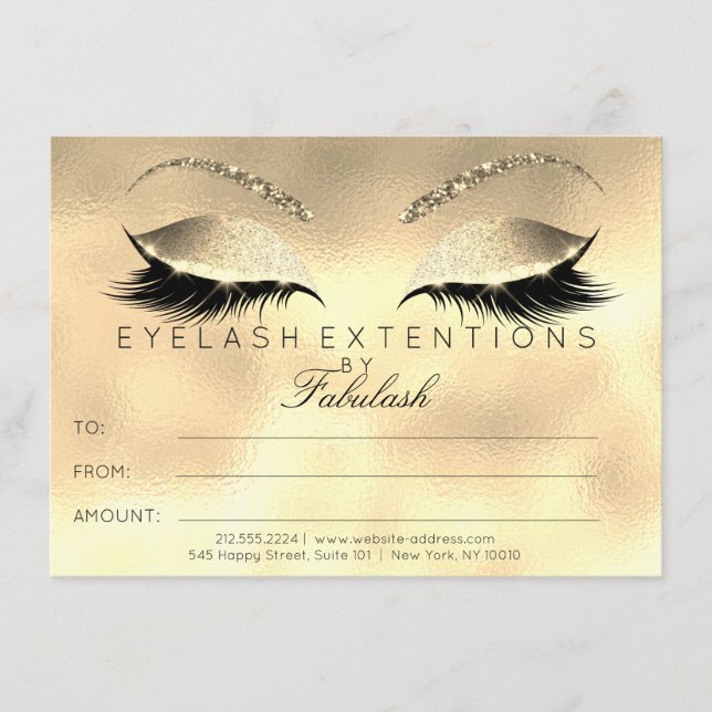 Carte Luxury Lashes Extension Maquillage Certificat Cade (Devant)