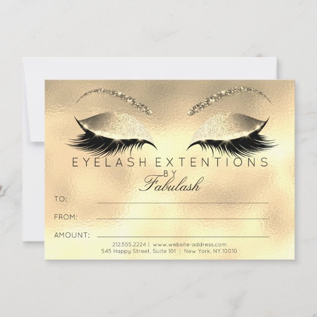 Carte Luxury Lashes Extension Maquillage Certificat Cade (Devant)