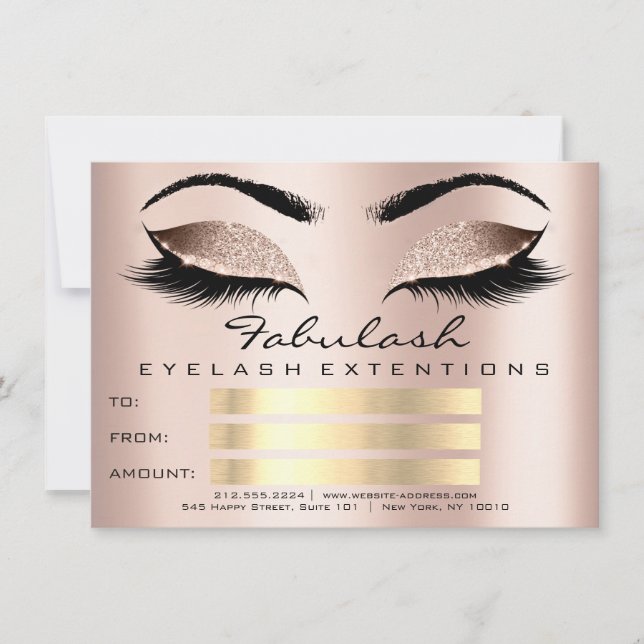 Carte Luxury Lashes Peaux Maquillage Artiste Certificat  (Devant)