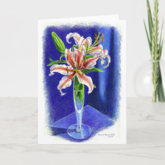 Carte Lys oriental Dizzy au crayon de couleur