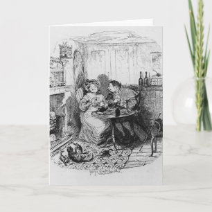 Carte M. Bumble et Mme Corney prenant le thé