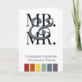 Carte M. et M. Rainbow Gay Mariage Félicitations