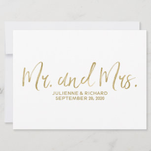 Carte "M. et Mme." SIGNE MARIAGE   Or élégant
