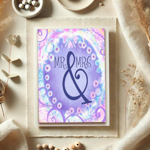 Carte M. & Mme Moderne Purple Mariage élégant tendance