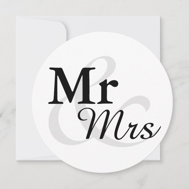 Carte M&Mme Simple Elegant Mariage de typographie (Devant)