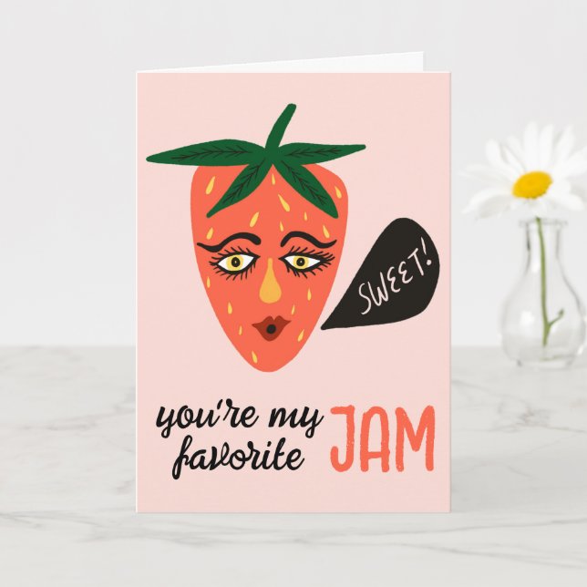Carte MA CONFITURE PRÉFÉRÉE Framboise Sucrée Fantaisiste (Petite plante)