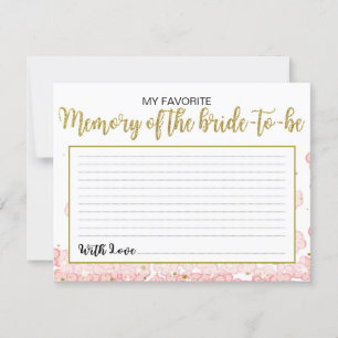 Carte Ma mémoire préférée de la mariée Rose et or