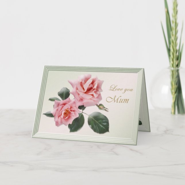 Carte Ma mère avec des roses roses (Devant)