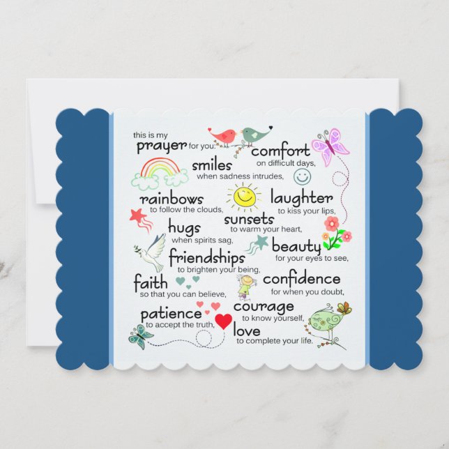 Carte Ma Prière Pour Vous | Bleu classique (Devant)