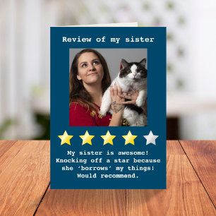 Carte Ma soeur amusante critique photo d'anniversaire Ca