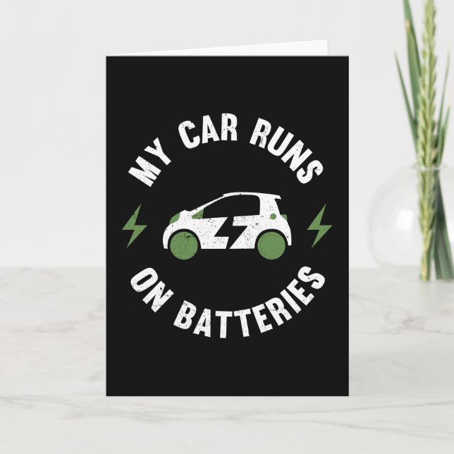 Carte Ma voiture fonctionne sur Batteries Funny EV Gift  (Devant)