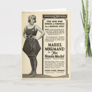 Carte Mabel Normand 1918 maillot de bain portrait silenc