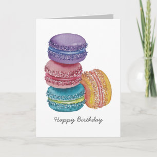 Carte Macarons Arc-En-Ciel Mignons En Aquarelle