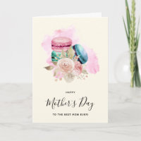 Macarons et fleurs Aquarelle Fête des mères