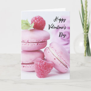 Carte Macarons roses et framboises rouges Saint-Valentin