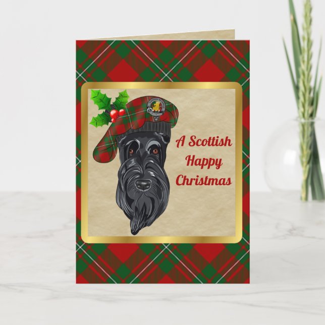 Carte MacGregor Badge & Tartan Noël personnalisé (Devant)
