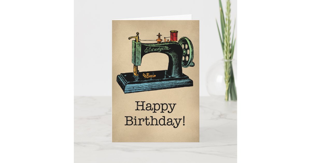 Carte Machine A Coudre Vintage De Joyeux Anniversaire Zazzle Ch