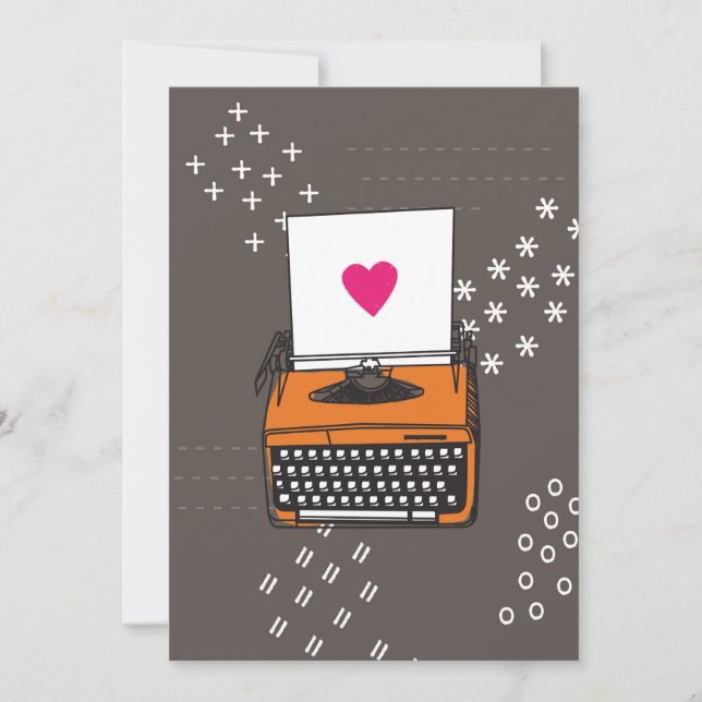 Carte machine à écrire vintage - Coeur (Devant)