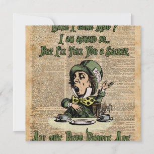 Carte Mad Hatter, Alice Au Pays Des Merveilles, Citation