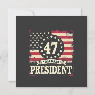 Carte Madame la Présidente Drapeau américain 47 harris W