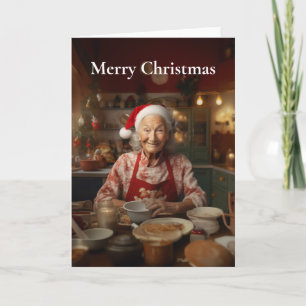 Carte Madame Santa prépare un gâteau