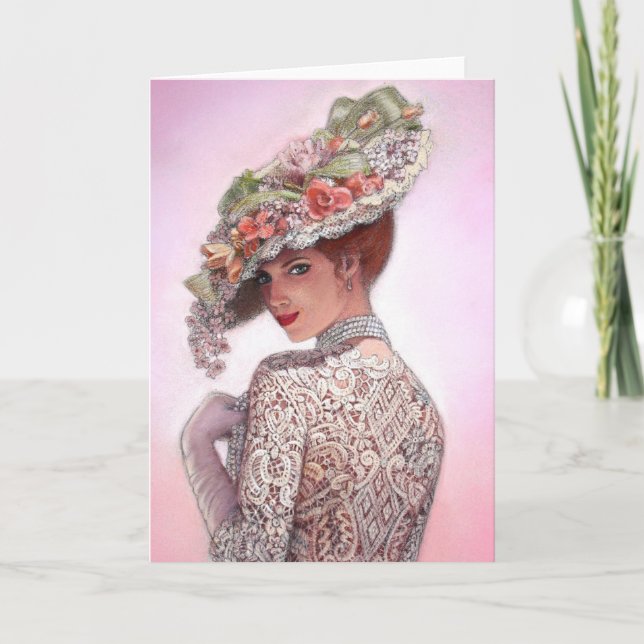 Carte Madame victorienne effarouchée "Betty Lu " (Devant)