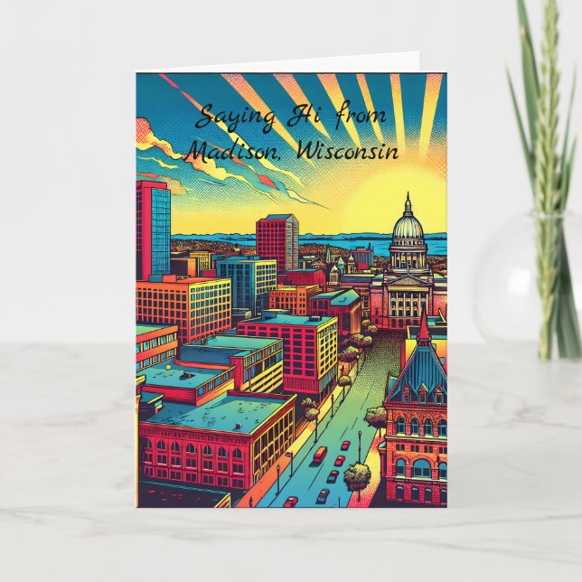 Carte Madison, Wisconsin City Skyline au Sunset (Devant)