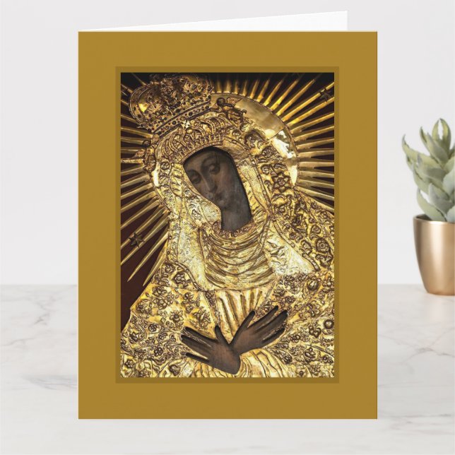 Carte MADONNA NOIR dans Golden Riza Oklad Revetement (Petite plante)