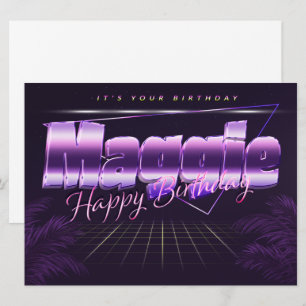 Carte Maggie Name Prénom lila retro Map Anniversaire