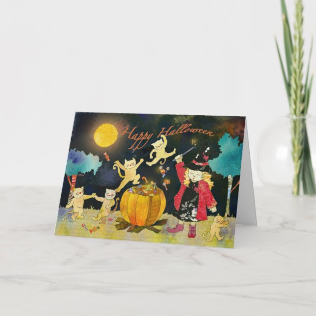 Carte Magic Cauldron de Little Witch : 
Joyeux Hallowee (Devant)