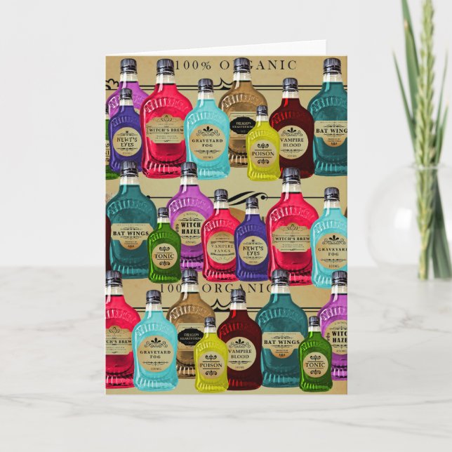 Carte Magic Potion Apothecary Halloween Tonic Bottles (Devant)