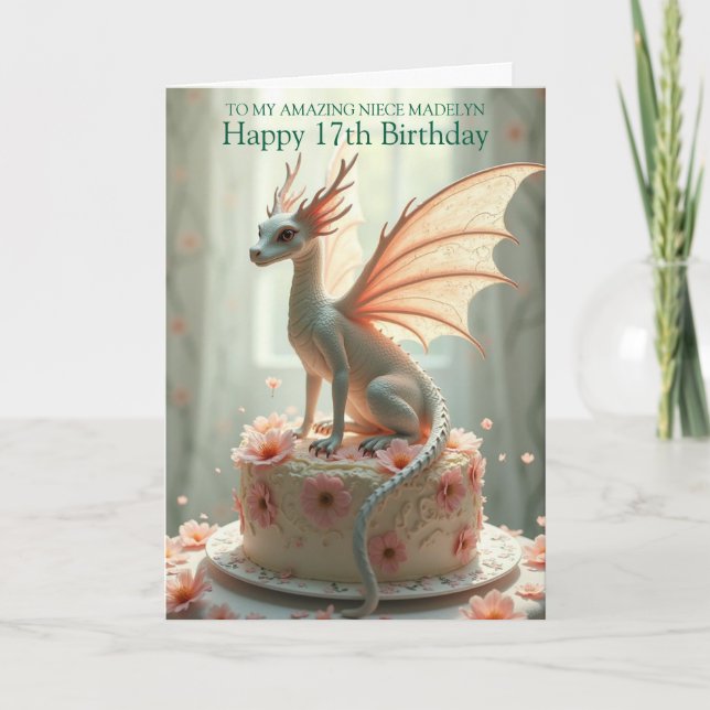 Carte Magic Pretty Dragon Niece Salutation d'anniversair (Devant)